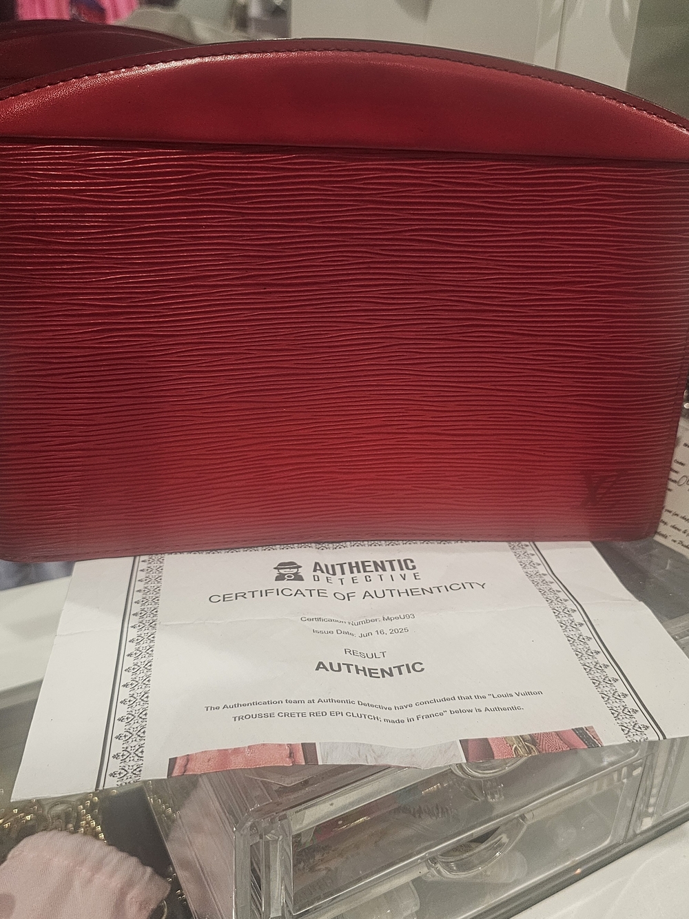 Louis Vuitton Red Epi Leather Dome Pouch